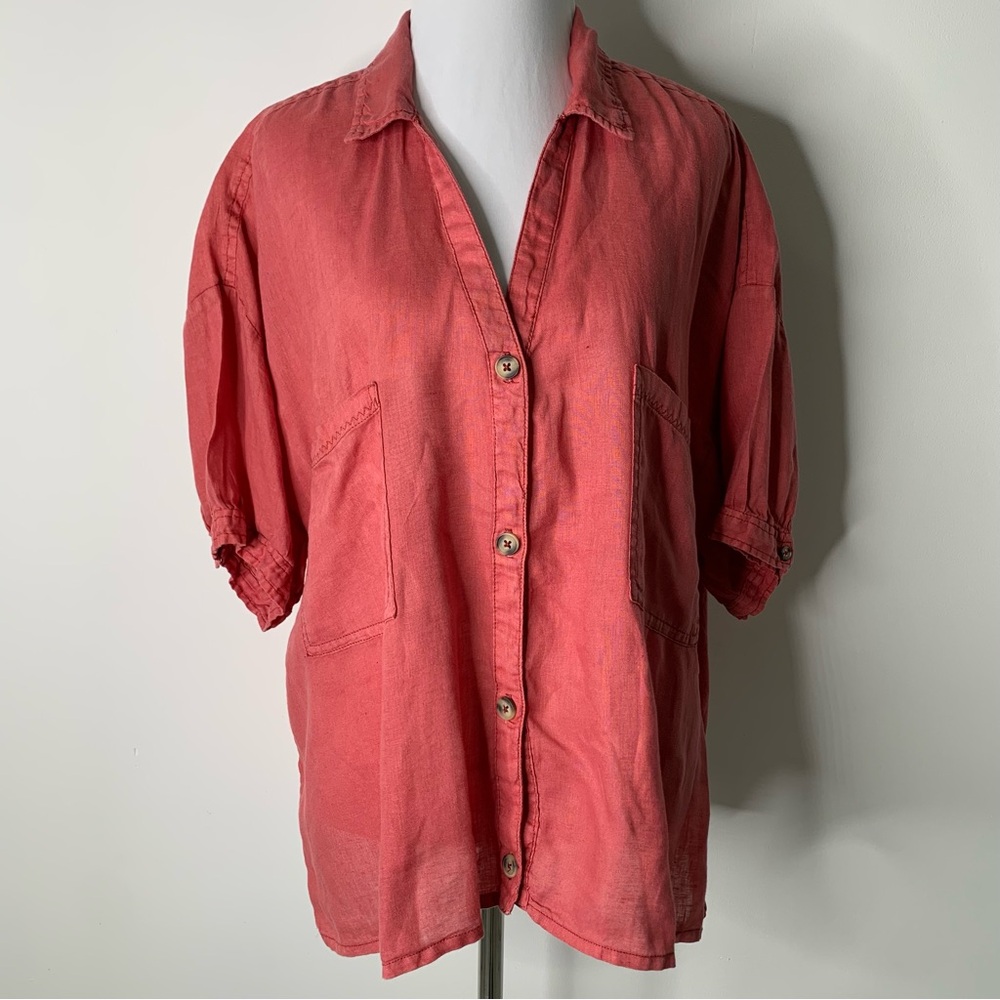 Anthropologie Salmon Button Down Shirt